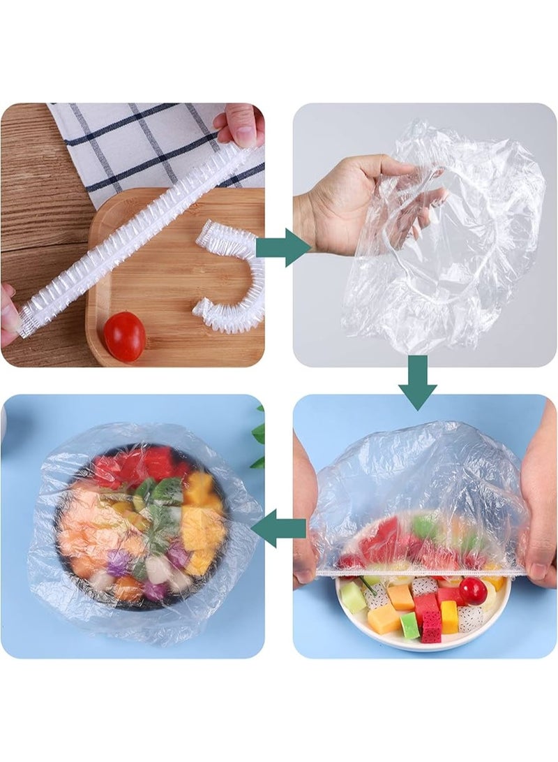 Set of 100 Disposable LARGE SIZE Plastic Covers Multipurpose Waterproof Elastic Opening Transparent Single Use Protection For Food Appliances Bowls Kitchen Storage Hygiene Safety Daily Household Use - Image 2